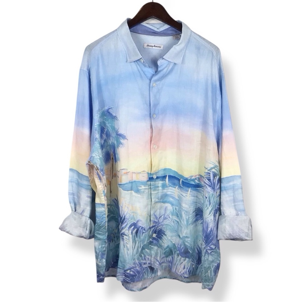 Tommy Bahama Blue Multicolor Casual Button Down Shirt